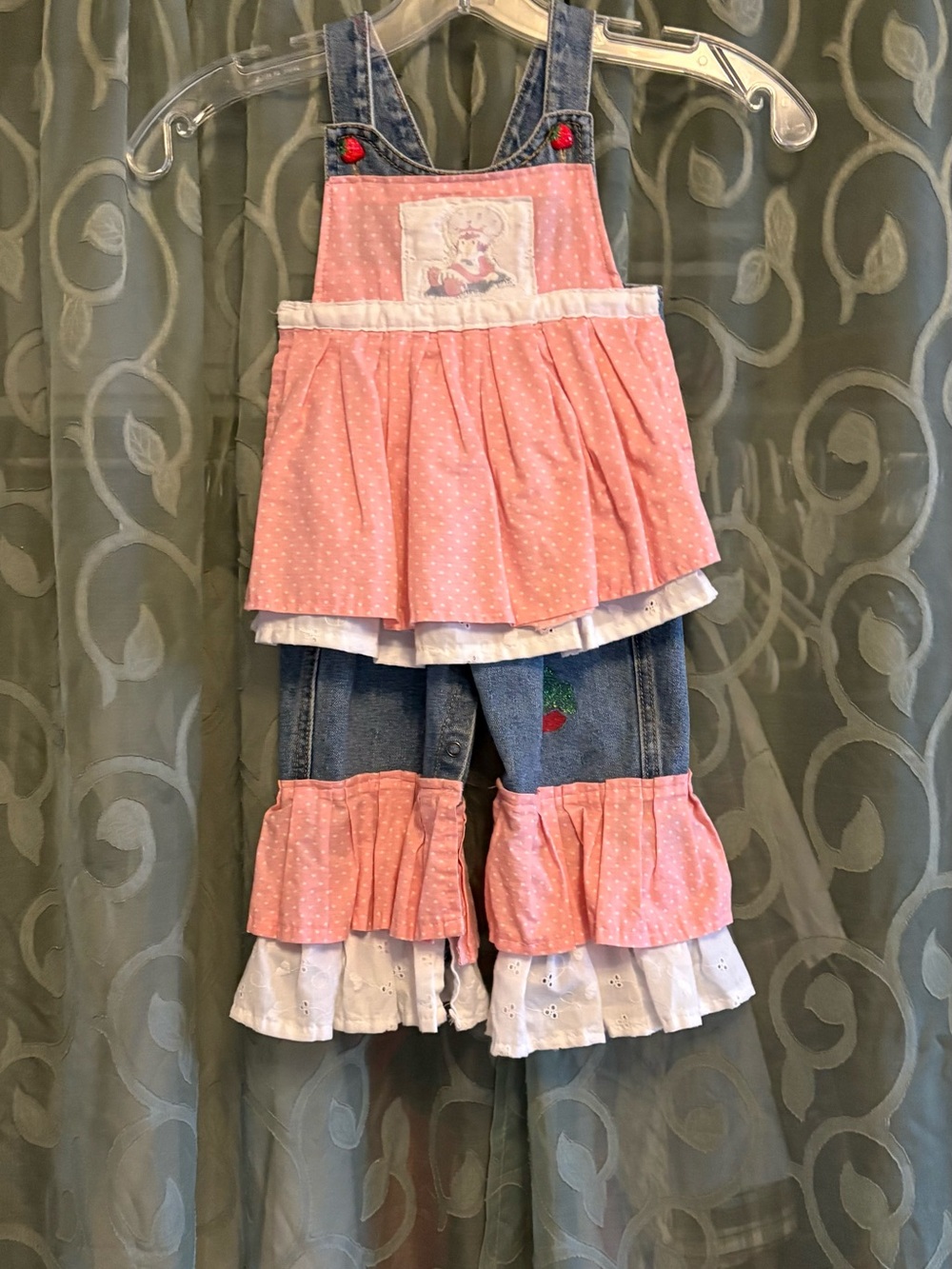Toddler girls strawberry shortcake denim overalls